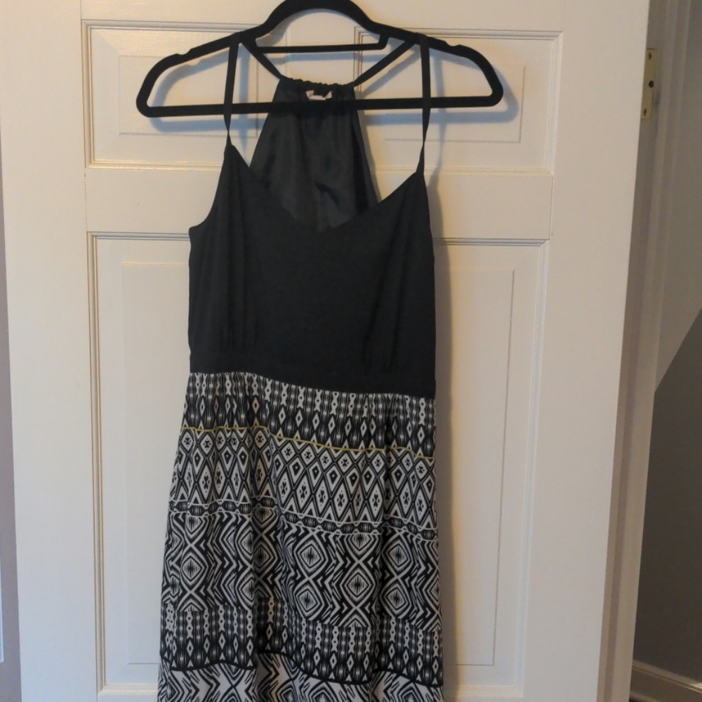 J. Crew factory black/pattern maxi dress